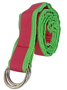 CK Bradley Tally Ho Designs Vibrant Pink Green Fabric Belt O Ring Buckle Sz L